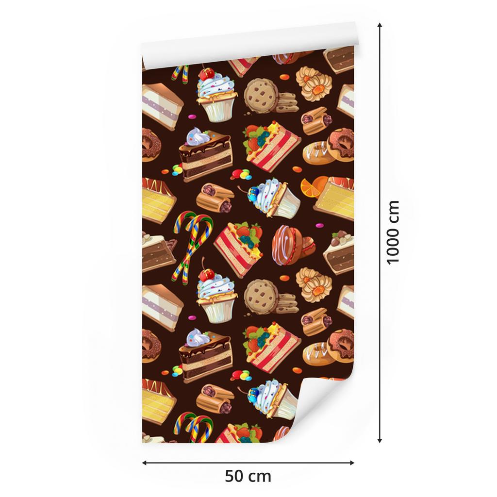 Wallpaper Colorful cakes with sweets for the living room and bedroom 50x1000