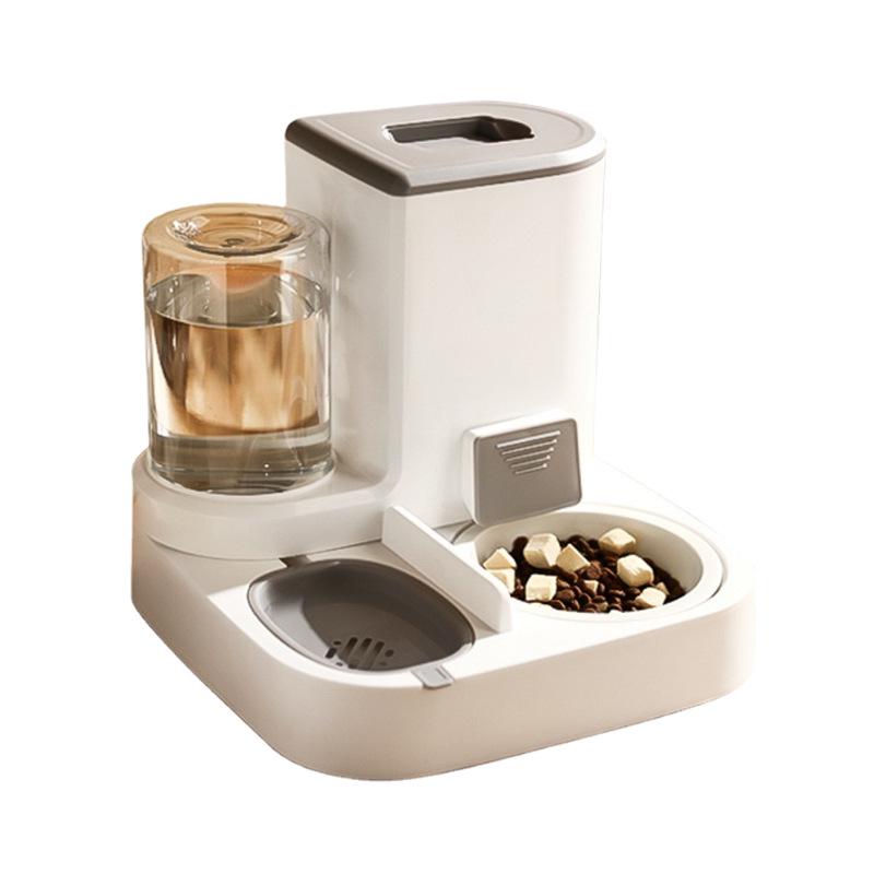 Поилка для кошек большой емкости с чашами из нержавеющей стали и керамики, разделением влажного и сухого корма и автоматической кормушкой