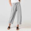 Summer Women's Pants Cotton Linen Drawstring Nine-point Pants Pocket Casual Pants Ladies Loose Wide Leg Pants