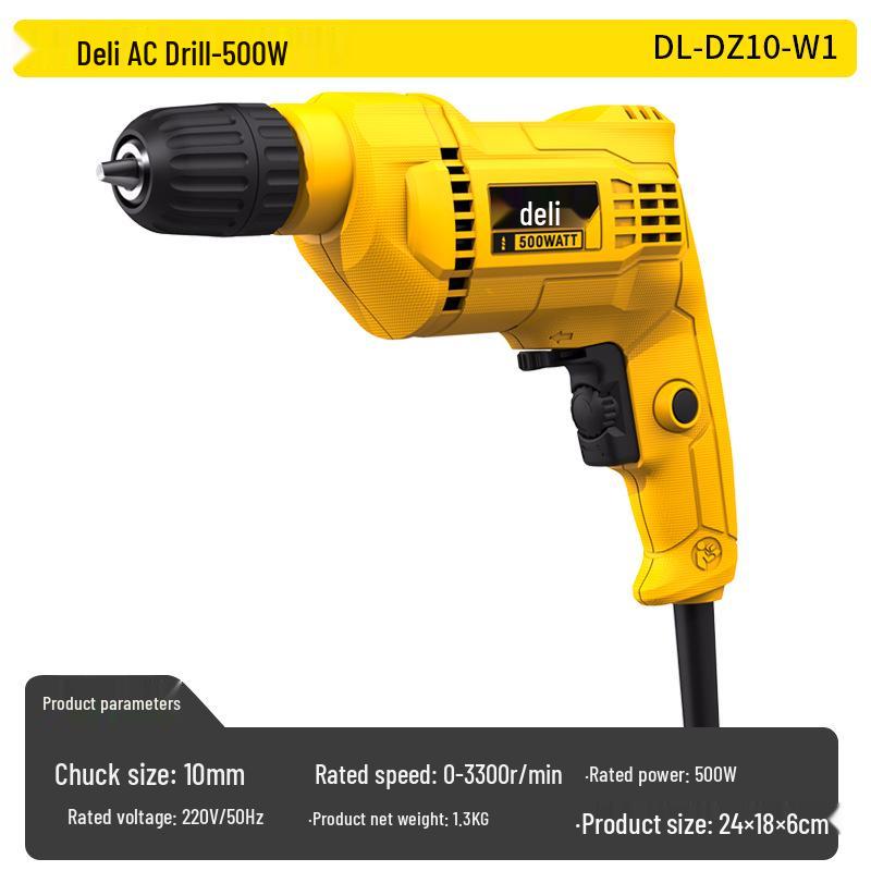 Deli Tools Легкая электрическая ударная дрель-шуруповерт 2-в-1