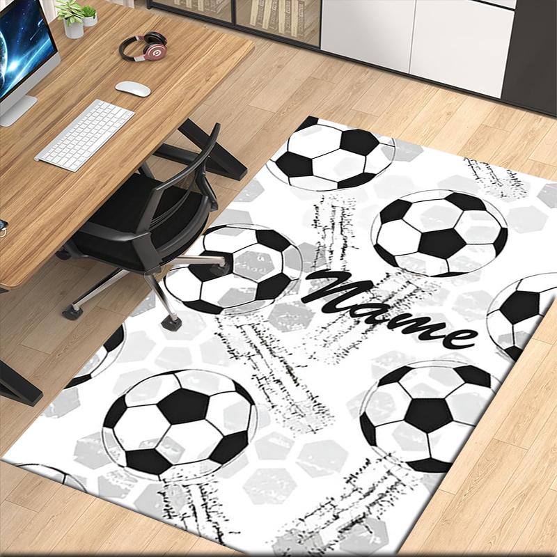 Custom Name Soccer Printed Carpet, for Office Chair Living Room Bedroom Kitchen Room Decor Gifts.