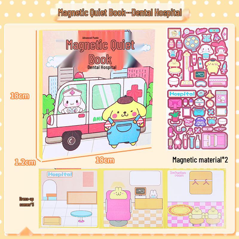 Магнитная тихая книга Sanrio 18 см - Большая ручная игрушка-одевалка для девочек