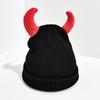 Retro European & American Christmas Knitted Hat with Horns - Outdoor Warm Woolen Pullover Cap