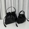 New Soft Cowhide Drawstring Lucky Bag Bucket Bag Size Single Shoulder Crossbody Bag Multi-functional Pleated Bag