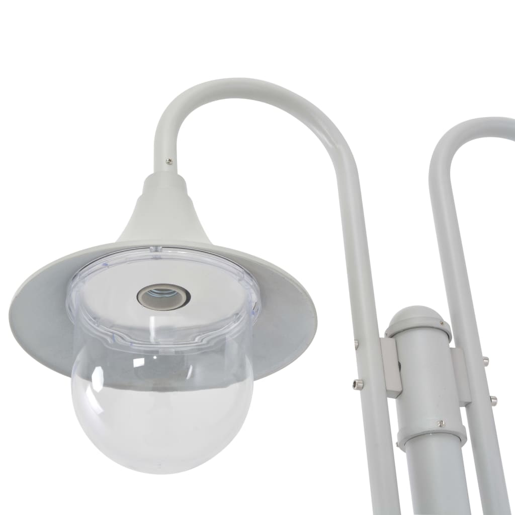 Garden Pole Light E27 220 cm Aluminum Dual Lantern White