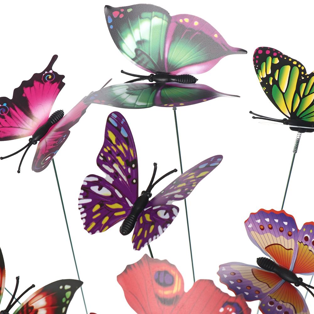 Lawn Decor Yard Artificial Butterfly with Rods Simulation Color Fake Butterflies Garden Decoration