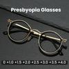 New Round Retro Metal Frame Presbyopia Glasses Anti-Blue Light Glasses Ultra Light Unisex Eyewear Diopter To +4.0