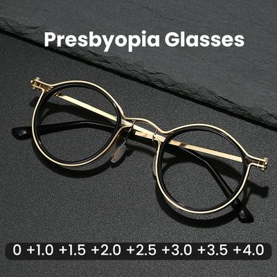 Новые круглые ретро-очки с металлической оправой для пресбиопии, очки с защитой от синего света, ультралегкие очки унисекс с диоптрией до +4,0