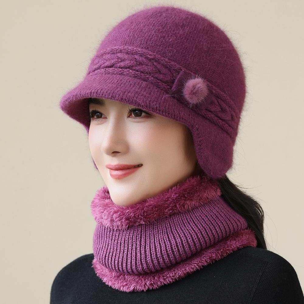 Новый стиль Женская зимняя шапка Защита ушей Теплый костюм Плюшевая подкладка из искусственного меха Теплые шапки для женщин Повседневная шапка из кроличьего меха Зимняя вязаная шапка