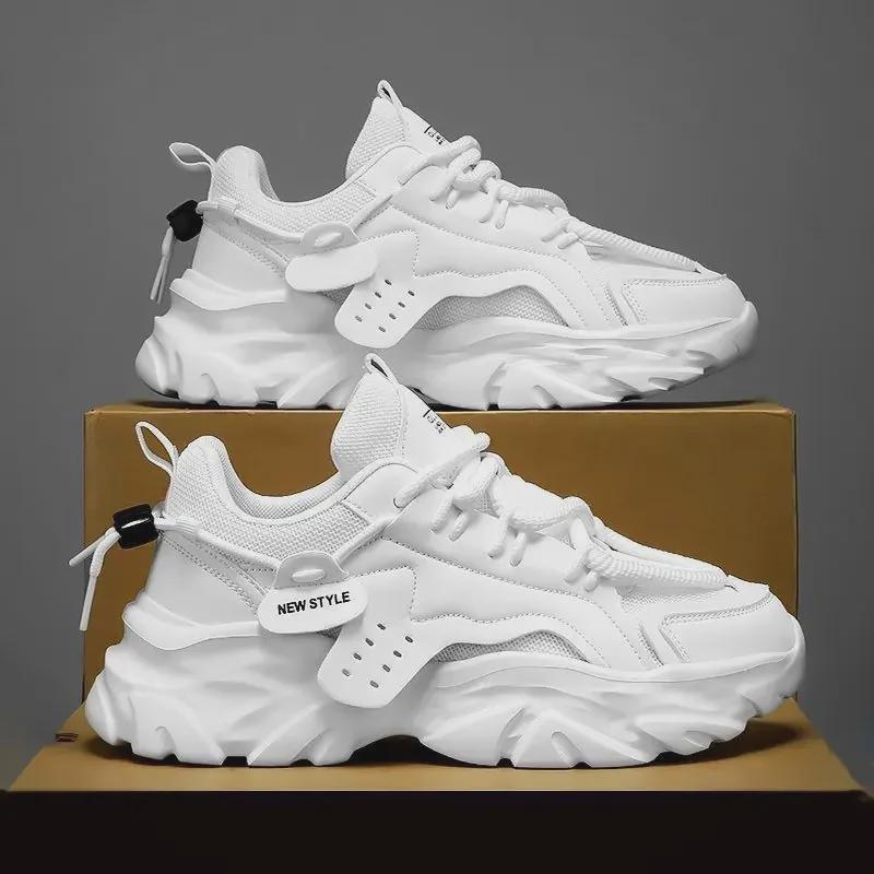 Мужские летние дышащие кроссовки Black Warrior Trendy - толстая подошва, универсальные, модные, черные кроссовки Dad