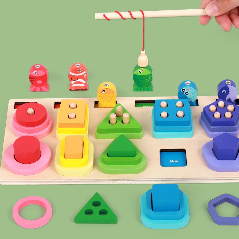 Montessori Wooden Sorting Stacking Toys for Toddlers Educational Shape Color Sorter Geometric Puzzle Kids Early Learning Gifts