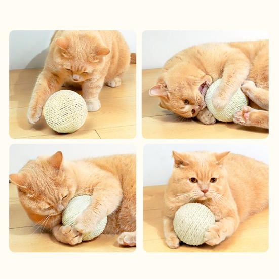 Cat Sisal Ball Interactive Cat Scratching Ball Toy Natural Sisal Scratcher Ball with Sound for