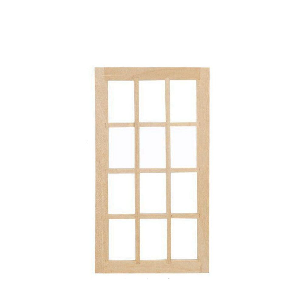 Аксессуары для кукол Сделай сам Двойная оконная деревянная рама Мебель для кукол Стеклянная пластина Окно кукольного домика