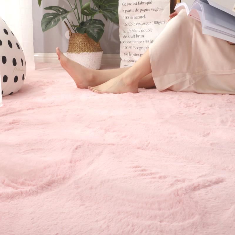 Плюшевый ковер из искусственного кроличьего меха для гостиной, спальни или эркерного окна – машинная стирка, толстый и с полным покрытием.