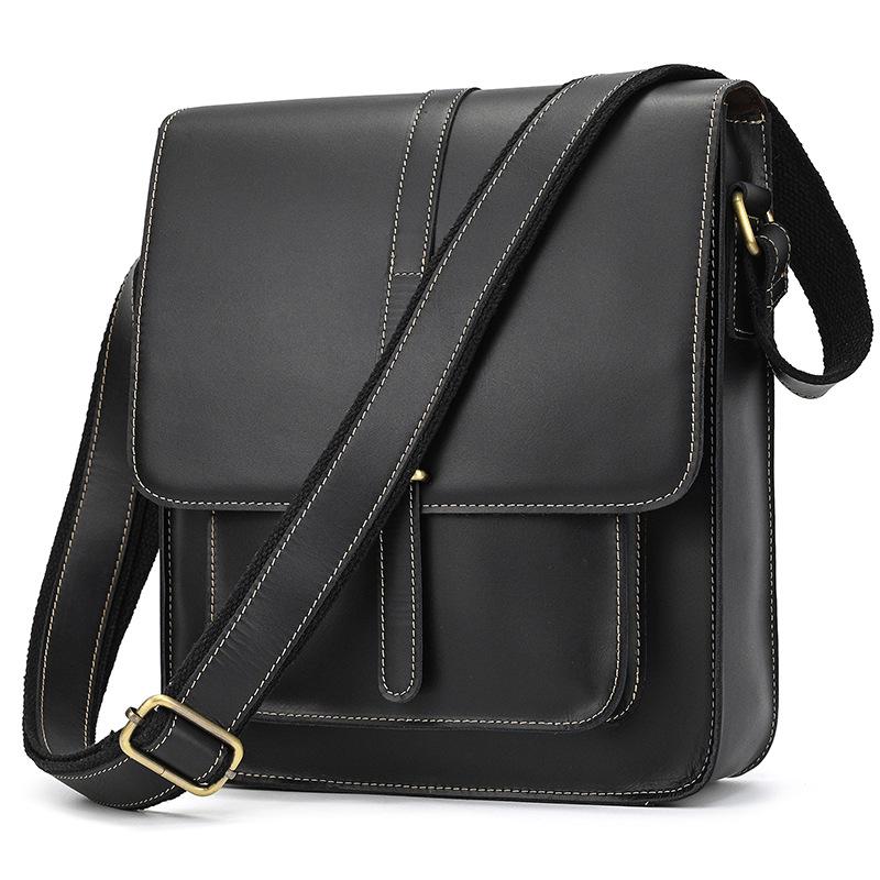 Мужская сумка-мессенджер из натуральной кожи Crazy Horse - стильная сумка через плечо для iPad