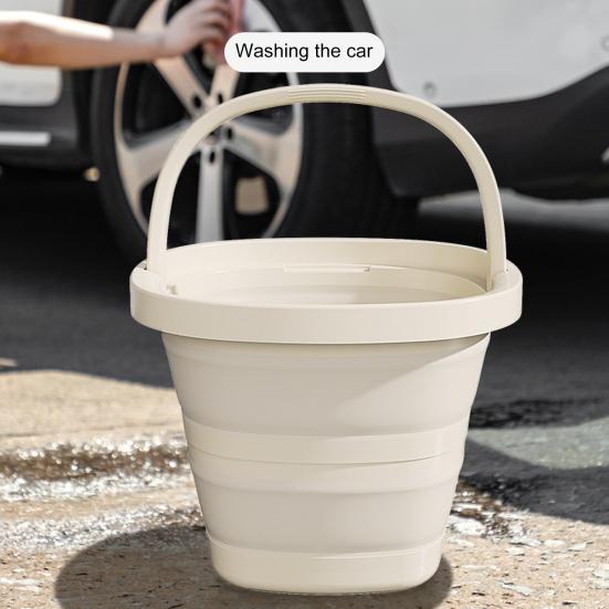 Folding Bucket with Handle Large Capacity Strong Load-bearing Outdoor Fishing Bucket Portable Compact Collapsible Bucket
