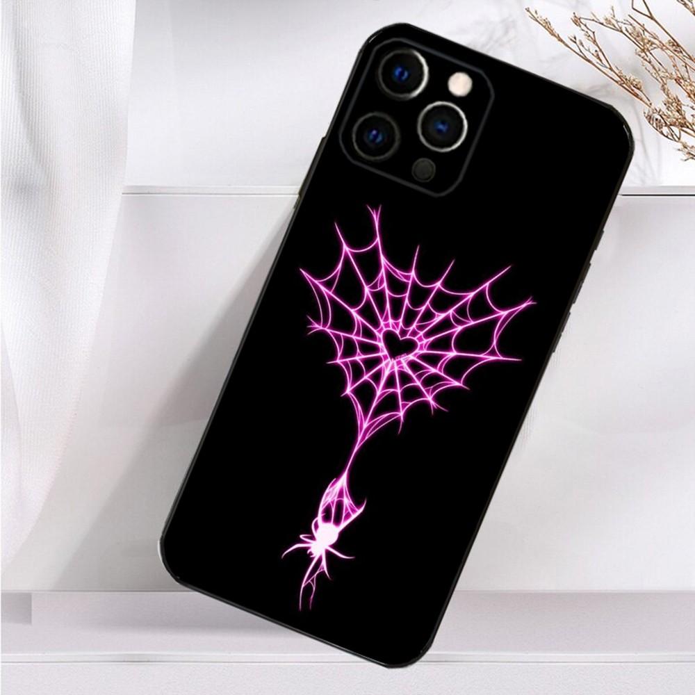 Крутой чехол для телефона с рисунком S-Паутина H-Сердце для iPhone 16,15,14,13,12,11 Plus,Pro Max,XS,X,XR,SE,Mini,8,7 Мягкий силиконовый черный чехол