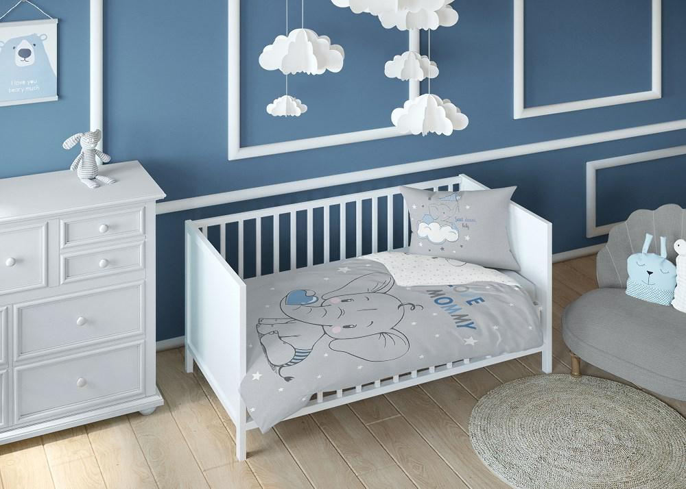 Pościel 90X120 Słonik 3621 B Mam Już Tyle Lat Miesięcy I Dni Niebieska Szara Dziecięca Kids 1