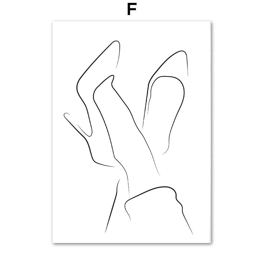 Абстрактные линии рисунка, женский цветок, минимализм, настенная живопись на холсте, постеры на скандинавскую тему и принты, картинки для декора гостиной