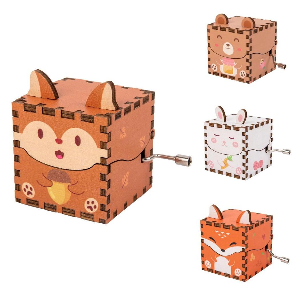 Деревянная музыкальная шкатулка-игрушка в форме животных (кролик, лиса, панда) для детей от 3 до 6 лет Подарок для девочек