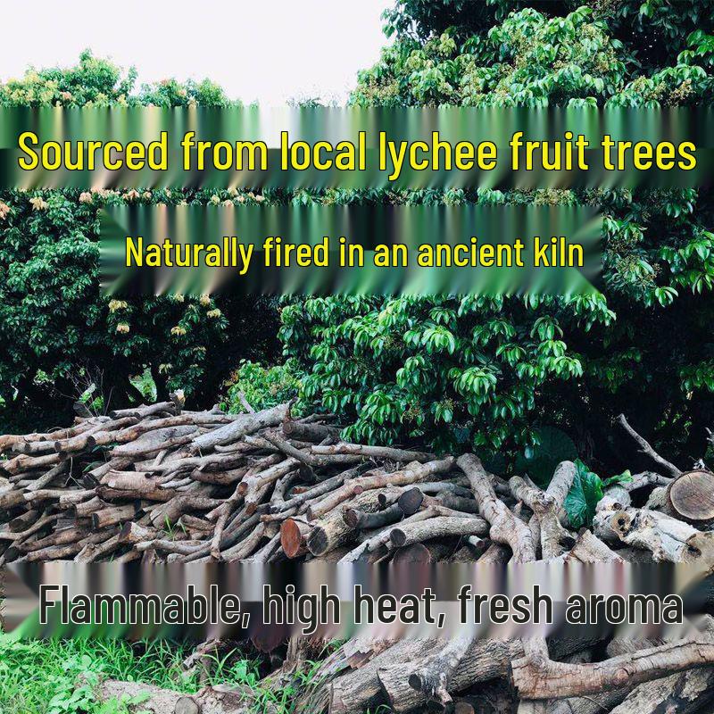 Fruitwood Lychee Charcoal: Smokeless, Easy to Ignite, Durable for Home Cooking or Tea.