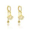 New trendy design opal ginkgo biloba ear buckle, temperament versatile earrings Internet celebrity earrings women