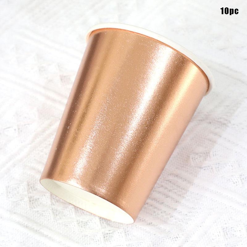 10 шт. Набор одноразовой посуды из золота, серебра, розового золота, однотонные бумажные тарелки, стаканчики, принадлежности для свадьбы, дня рождения, вечеринки, Нового года 2024