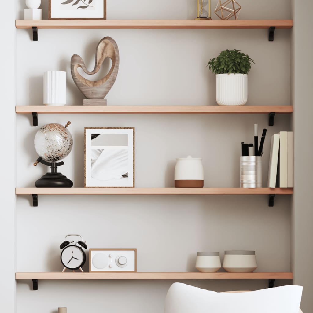 Wall Shelf 80x10x2 cm Solid Oak Wood Untreated