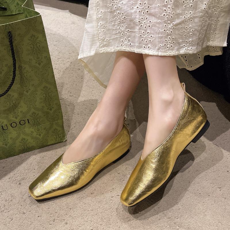 Модные женские лоферы из натуральной кожи Роскошная обувь Класс Серебряные каблуки Золотые туфли-лодочки Квадратный носок Элегантные туфли Мэри Джейн для женщин