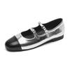 Women's Flat Shoes Round Toe Patchwork Design Casual Shoes Ladies Breathable Slip-on Buckle Soft Mary Jane Shoes 2025 WSH5185