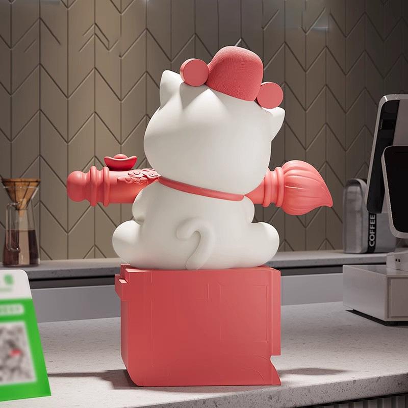 Large Chinese Style Fortune Cat Figurine - Ideal for Housewarming, Office Decor, or Reception Area