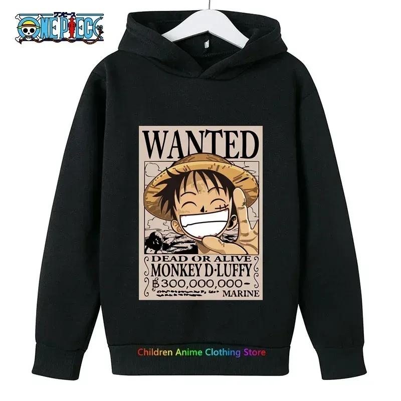Spring Autumn One Piece Hoodie for Boys Anime Luffy Hoodie Sweatshirt Kids Coat Men's Clothing Sudaderas