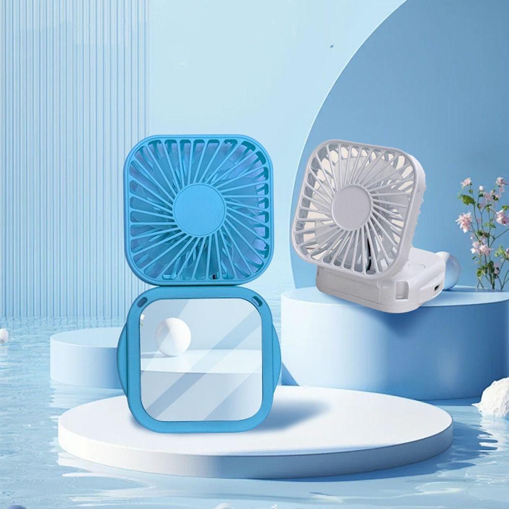 Adjustable Portable Handheld Fan With Vanity Mirror Pocket Fan Personal Desk Fan Summer Gift