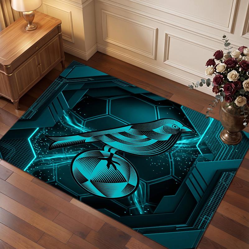 Norwich City Football Print Crystal Velvet Rug, Comfortable Water Absorbent Non Slip Indoor Floor Carpet