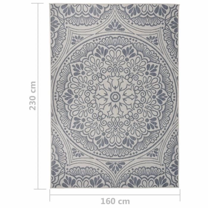 VidaXL Tapis à tissage plat d'extérieur 160x230 cm Motif bleu