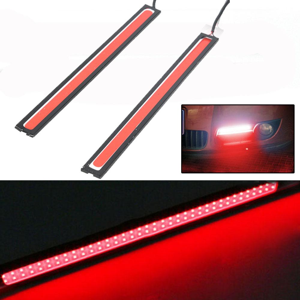 2 шт., 17 см, светодиодная полоса COB, красная, водонепроницаемая, автомобильная, 12 В, противотуманные фары DRL, фара дальнего света