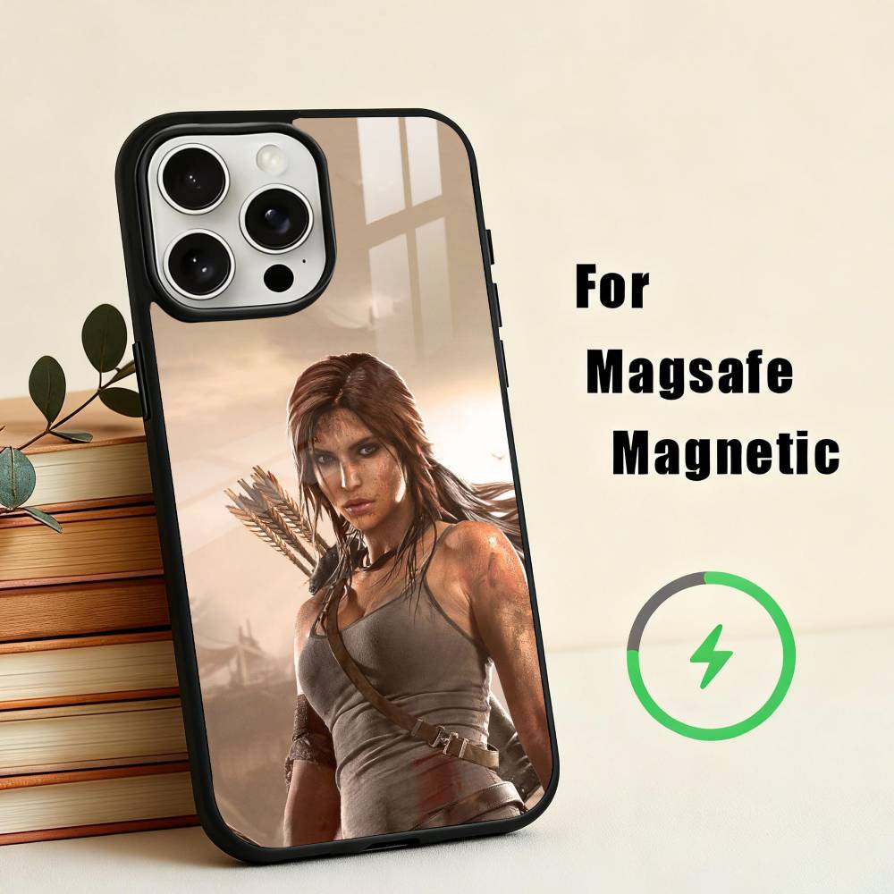 ГОРЯЧИЙ T-Tomb Raider L-Lara Croft Чехол для телефона для iPhone 17,16,15,14,13,12,Plus,Pro,Max для Magsafe Магнитная беспроводная зарядка