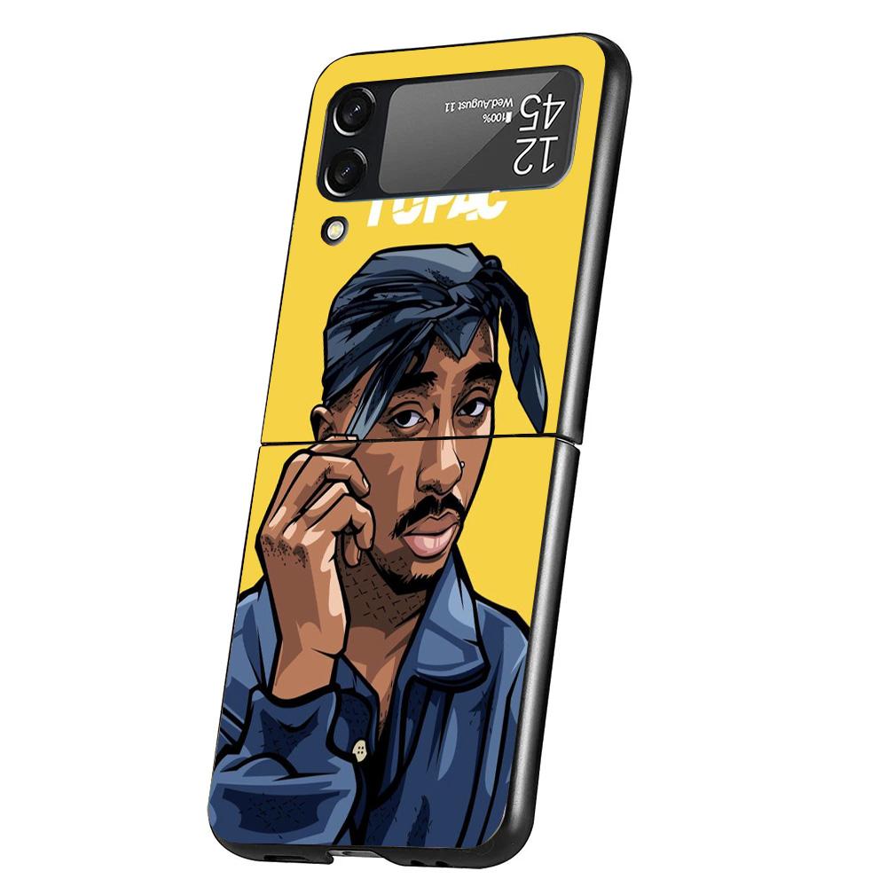 Чехол для телефона с изображением рэпера 2pac, певца Tupac, для Samsung Galaxy Z Flip 7 6 5 4 3 5G Flip7 Flip6 Flip5 Flip4 Flip3 Черный Fundas Shel