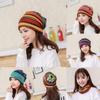 Women Stripe Hat Ruffle Hat Scarf Collar Turban Head Wrap Cap