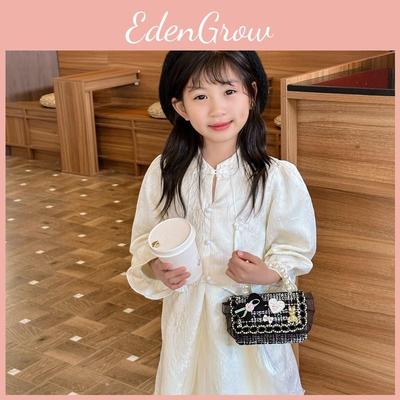 Crossbody Kids Stylish Bag With Cute Bow And Pearl Chain Trendy Design Korean