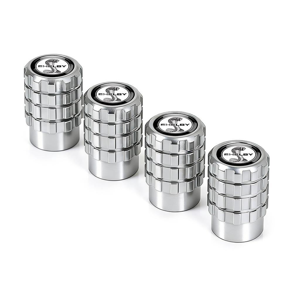 SPZS3 4pcs Aluminium Car Tire Valve Stems Caps Gear-shaped-Valve For Ford Focus 2 mondeo mk3 f150 fusion mustang MK7 Auto Accessories
