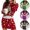 Women's Casual Christmas Print Long Sleeve Bodycon Dress, Slim Fit Sexy Gown Knitted Dresses New Year's Clothes Sweater Dress