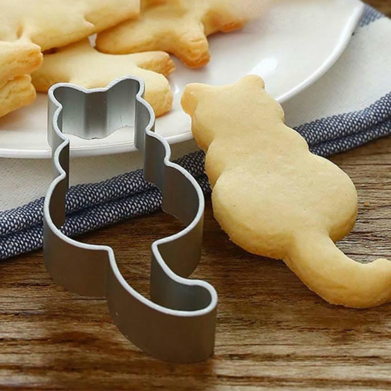 2pcs/5Pcs Lovely Cat Stainless Steel Cookies Cutter DIY Fondant Pastry Biscuits Mold Baking Tools