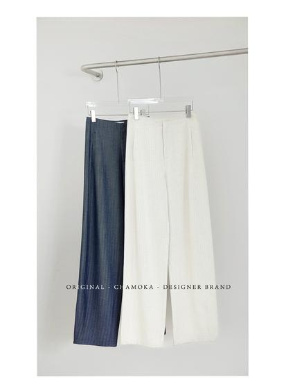 Women's Anti-Wrinkle Tencel Linen Pants, Spring/Summer, Loose Herringbone, Wide-Leg Design, Original Linen Color, Style 7896.