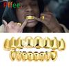 Pffee Silver 14K Gold Plated Teeth Grillz Y2K Body Jewelry Rapper Hip Hop Shackle Tooth Grills For Men Women