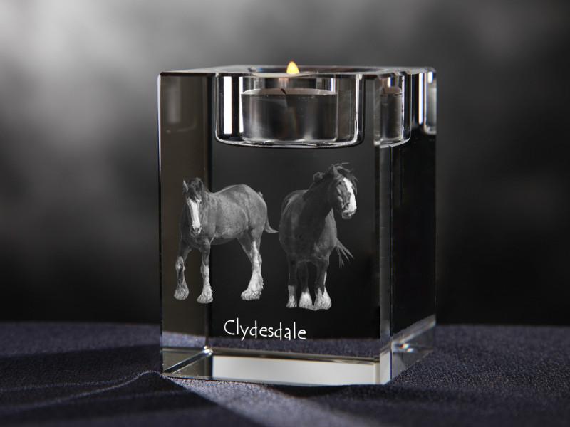 Clydesdale – Candle holder with picture of a horse, crystal tealight holder | Art-Dog