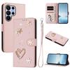 Double-Layer Heart Floral Vegan Leather Phone Case For Samsung Galaxy S26+ 5G, Magnetic Flip Wallet Cover With Wrist Strap & Card Slots