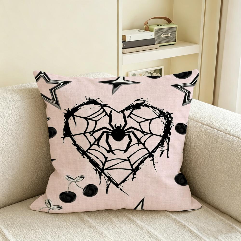 S-Spider Web Cushion Cover Natural Linen Pillowcase Set, All-In-One Decor For Sofa, Bedroom & Chair