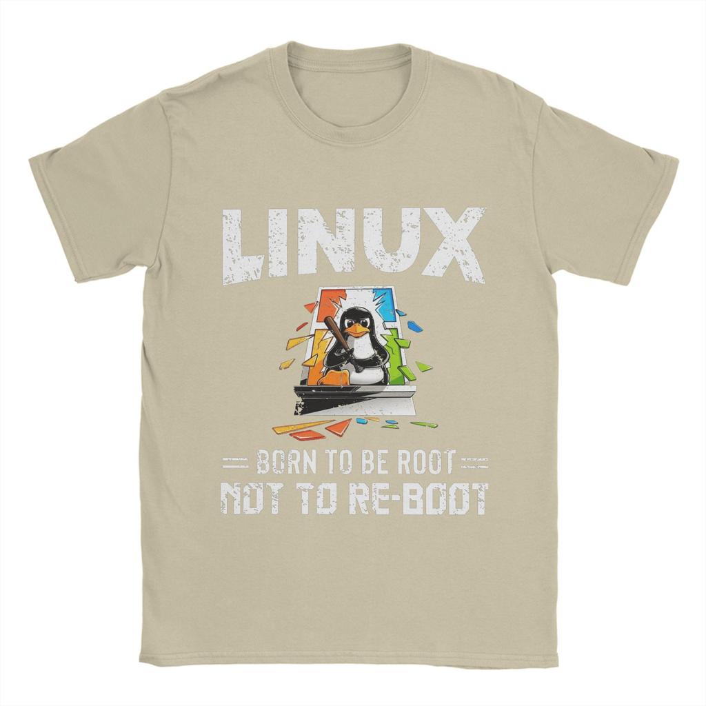 Men T-Shirts Linux Windows Vintage Cotton Tees Short Sleeve T Shirt Crew Neck Tops 4XL 5XL