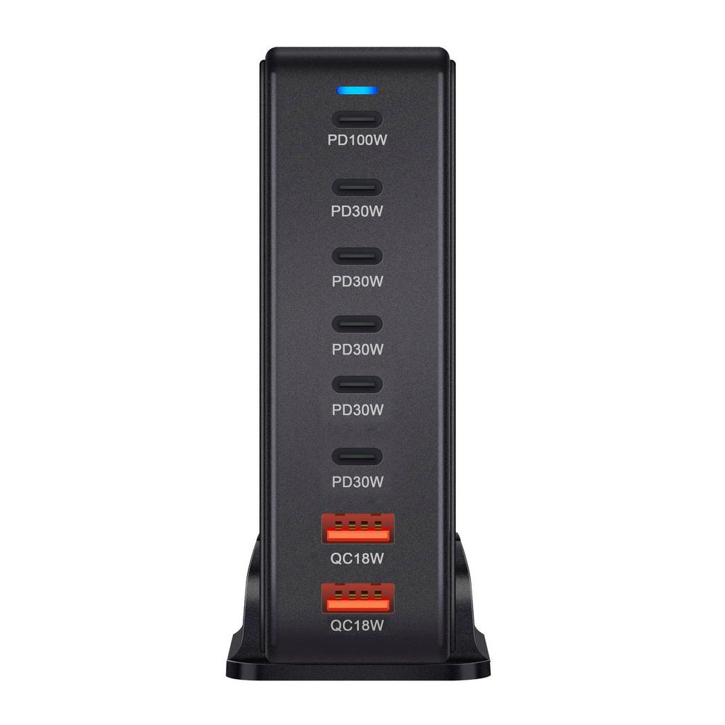 286W GaN Desktop PD Charger: 6 USB-C/2 USB-A Ports, Multifunctional Adapter